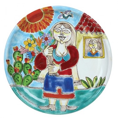 Circular Plate DS 15 cm PT15DS-1 Woman with flowers Circular Plate DS 15 cm PT15DS-1 Woman with flowers